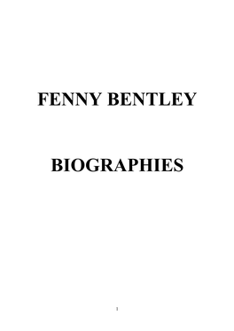 Fenny Bentley Biographies