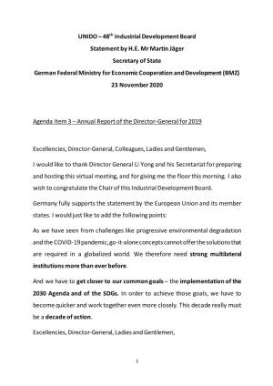 48Th Industrial Development Board Statement by H.E. Mr Martin