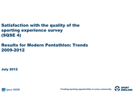 Modern Pentathlon: Trends 2009-2012