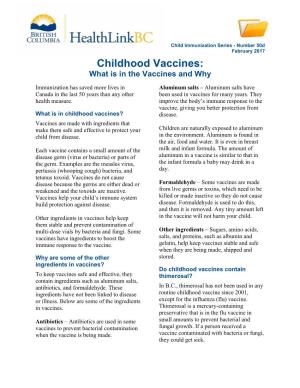 Childhood Vaccines: What Is in the Vaccines and Why