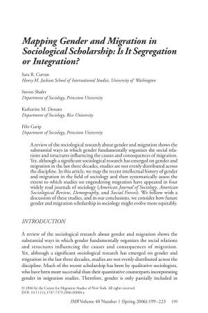 Mapping Gender and Migration in Sociological Scholarship: Is It Segregation Or Integration?
