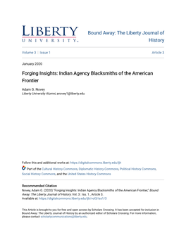 Indian Agency Blacksmiths of the American Frontier