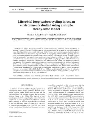 Microbial Loop Carbon Cycling in Ocean Environments Studied Using a Simple Steady-State Model
