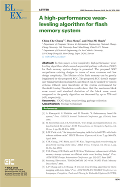 A High-Performance Wear- Leveling Algorithm for Flash Memory System