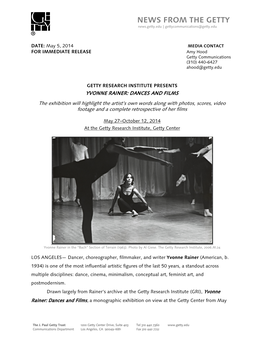Yvonne Rainer: Dances and Films