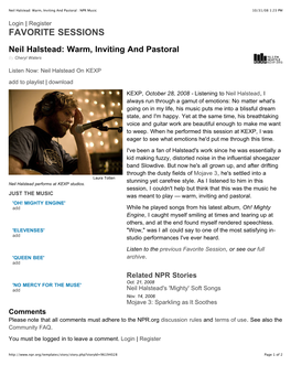 Neil Halstead Warm, Inviting and Pastoral NPR Music