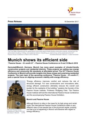 Munich Shows Its Efficient Side “Passive House – It’S Worth It!” – Passive House Conference on 9 and 10 March 2018