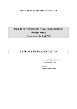 Rapport Présentation Ppri Jarny Approbation