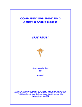 Community Investment Fund: a Study in Andhra Pradesh