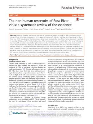 The Non-Human Reservoirs of Ross River Virus: a Systematic Review of the Evidence Eloise B