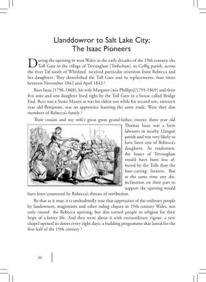Llanddowror to Salt Lake City; the Isaac Pioneers