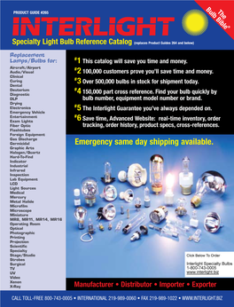 Specialty Light Bulb Reference Catalog (Replaces Product Guides 264 and Below)