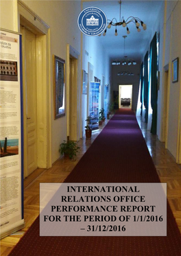 International Relations Office Performance Report for the Period of 1/1/2016 – 31/12/2016