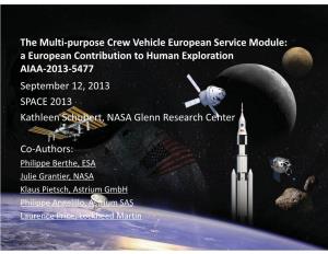 The Multi-Purpose Crew Vehicle European Service Module: a European Contribution to Human Exploration AIAA-2013-5477 September 1