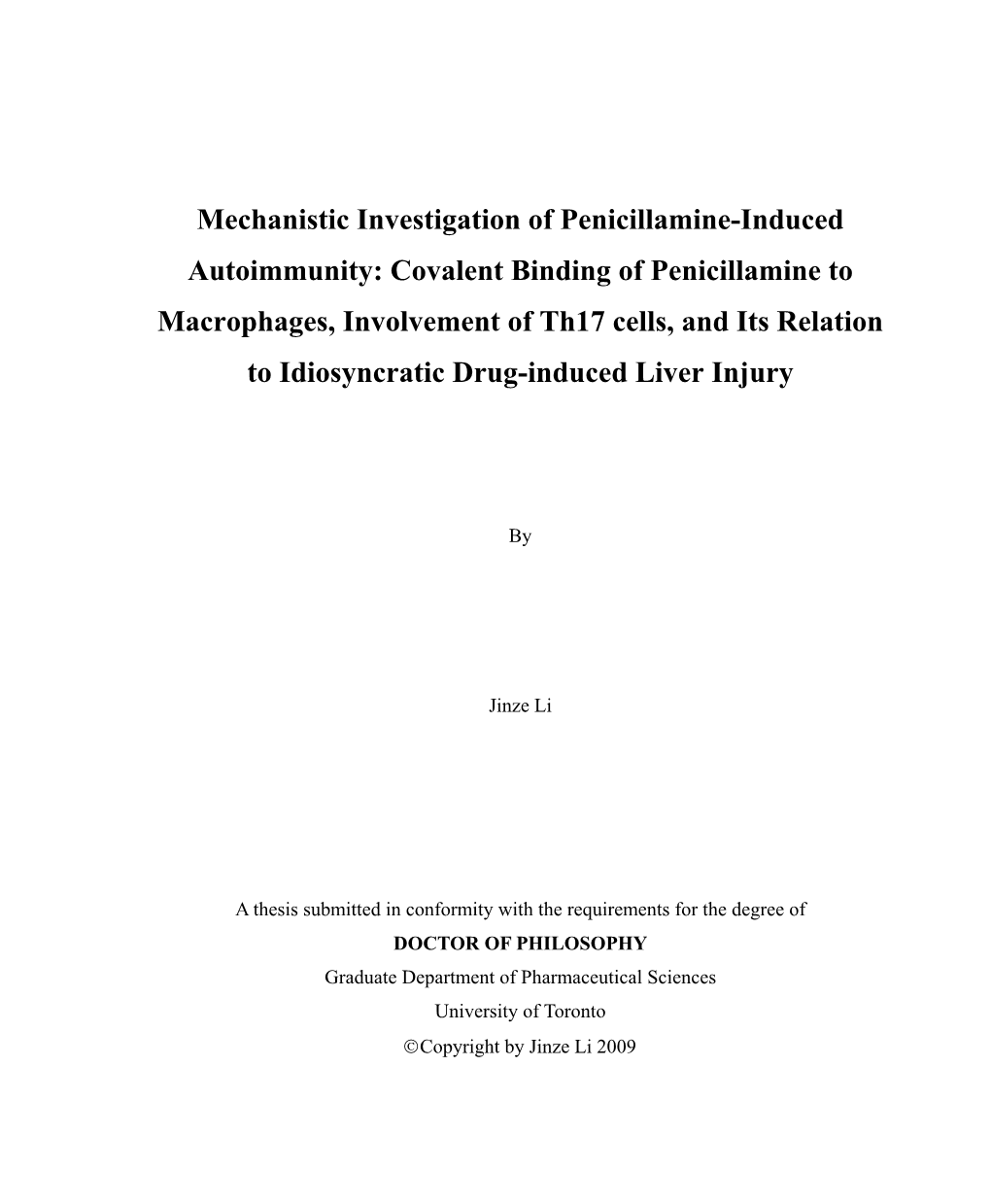 Investigation of Penicillamine-Induced Autoimmunity