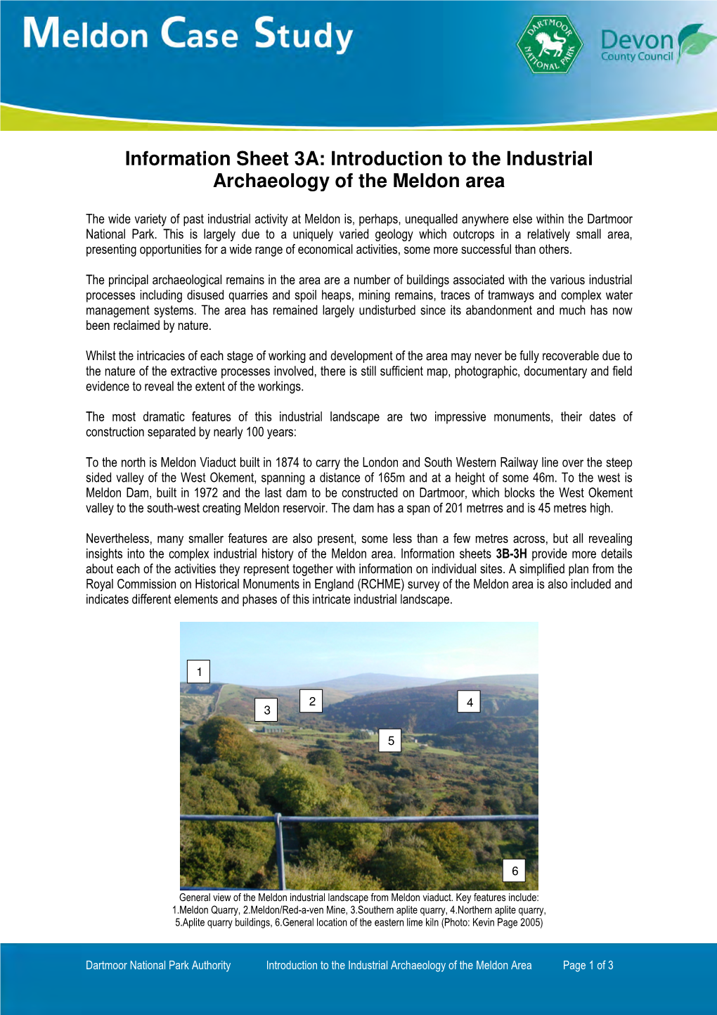Information Sheet 3A: Introduction to the Industrial Archaeology of the Meldon Area