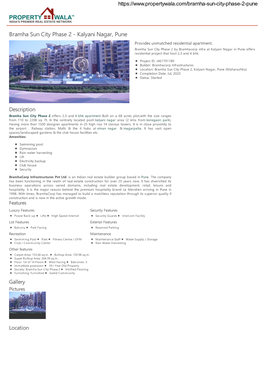 Bramha Sun City Phase 2 - Kalyani Nagar, Pune Provides Unmatched Residential Apartment