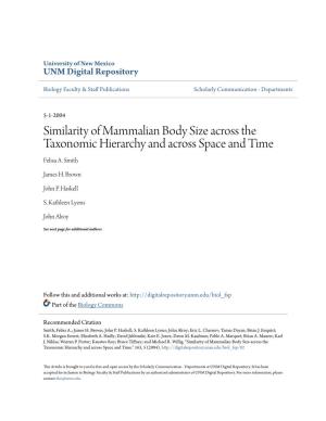 Similarity of Mammalian Body Size Across the Taxonomic Hierarchy and Across Space and Time Felisa A