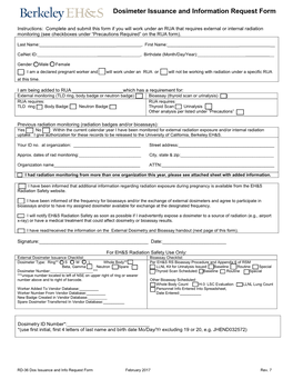 Dosimetry Issuance Request Form