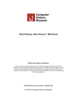 Oral History with Henry F. Mccance