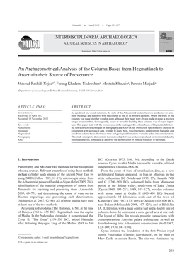 An Archaeometrical Analysis of the Column Bases from Hegmatâneh to Ascertain Their Source of Provenance