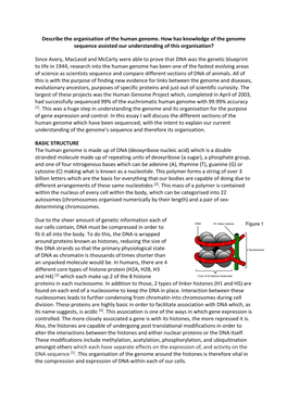 Describe the Organisation of the Human Genome. How Has Knowledge of the Genome Sequence Assisted Our Understanding of This Organisation?