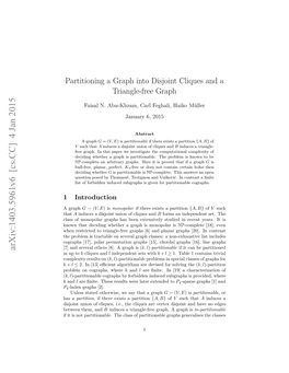 Partitioning a Graph Into Disjoint Cliques and a Triangle-Free