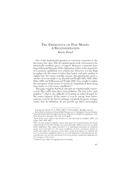 The Emergence of Fiat Money: a Reconsideration