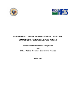 Puerto Rico Erosion and Sediment Control Handbook for Developing Areas