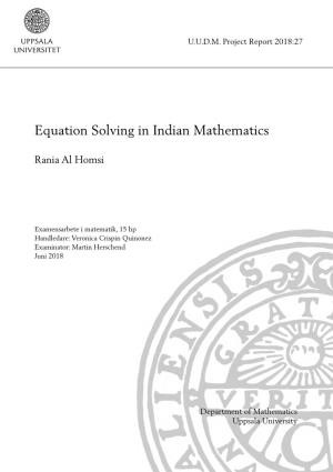 Equation Solving in Indian Mathematics