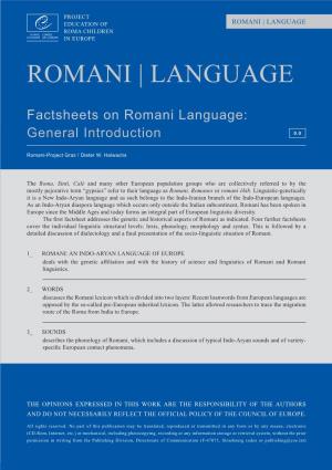 Romani | Language Roma Children Council Conseil of Europe De L´Europe in Europe Romani | Language