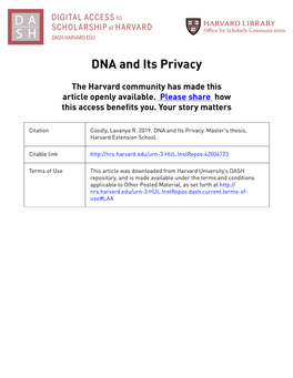 DNA and Its Privacy