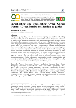 Investigating and Prosecuting Cyber Crime: Forensic Dependencies and Barriers to Justice