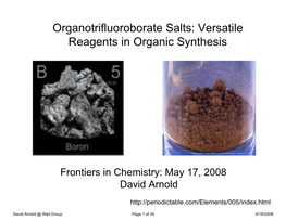 Organotrifluoroborate Salts: Versatile Reagents in Organic Synthesis