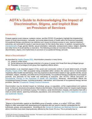 Guide to Acknowledging the Impact of Discrimination, Stigma, and Implicit Bias on Provision of Services