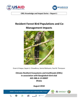 Resident Forest Bird Populations and Co- Management Impacts