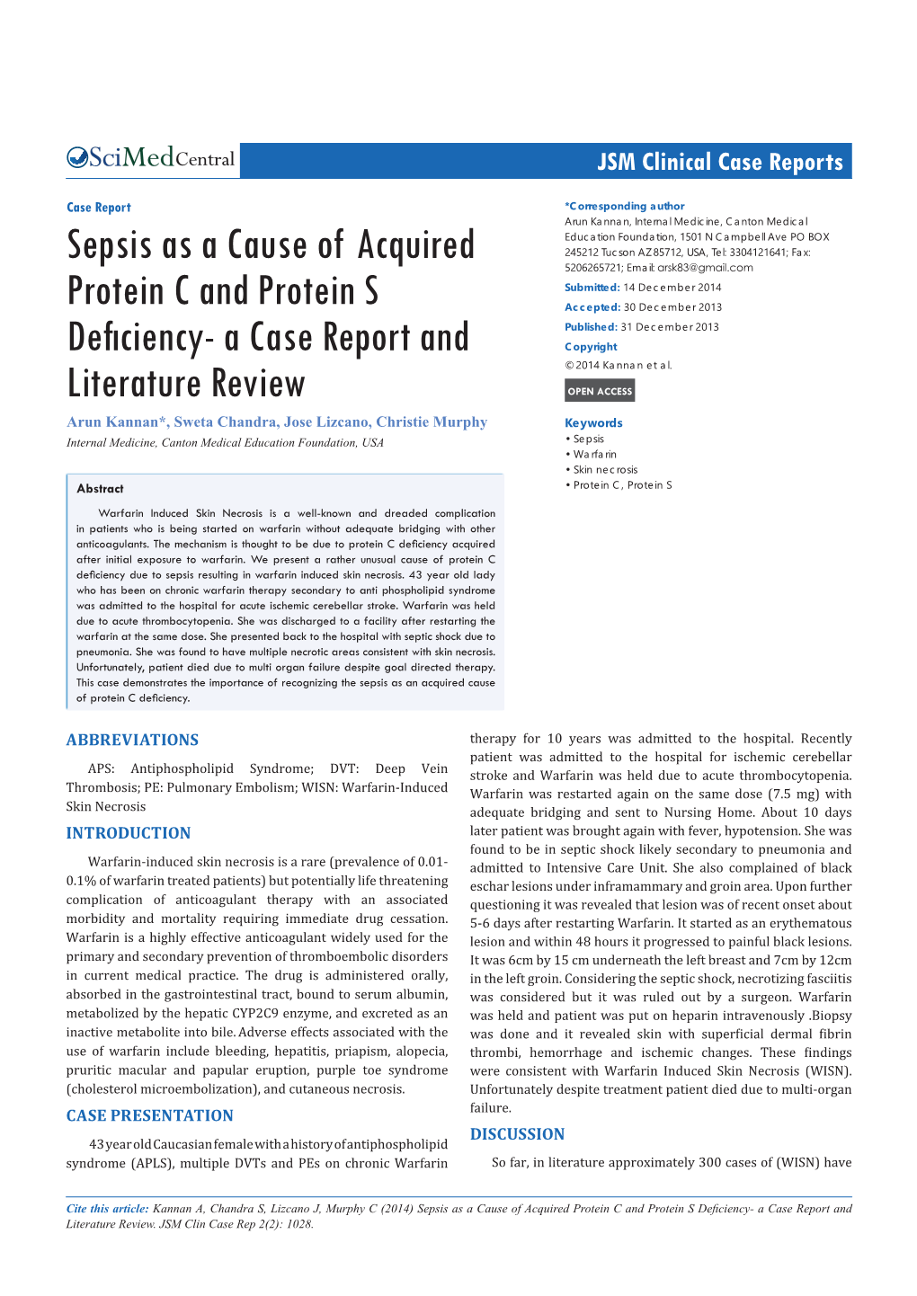 Sepsis As A Cause Of Acquired Protein C And Protein S Deficiency A 