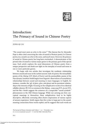 The Primacy of Sound in Chinese Poetry