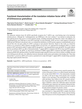 Functional Characterization of the Translation Initiation Factor Eif4e of Echinococcus Granulosus