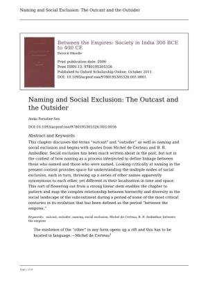 Naming and Social Exclusion: the Outcast and the Outsider