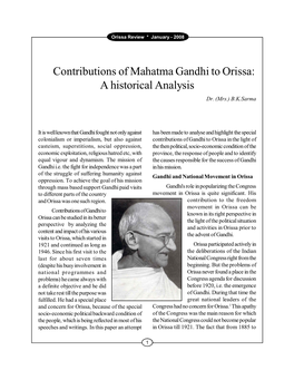 Contributions of Mahatma Gandhi to Orissa: a Historical Analysis Dr