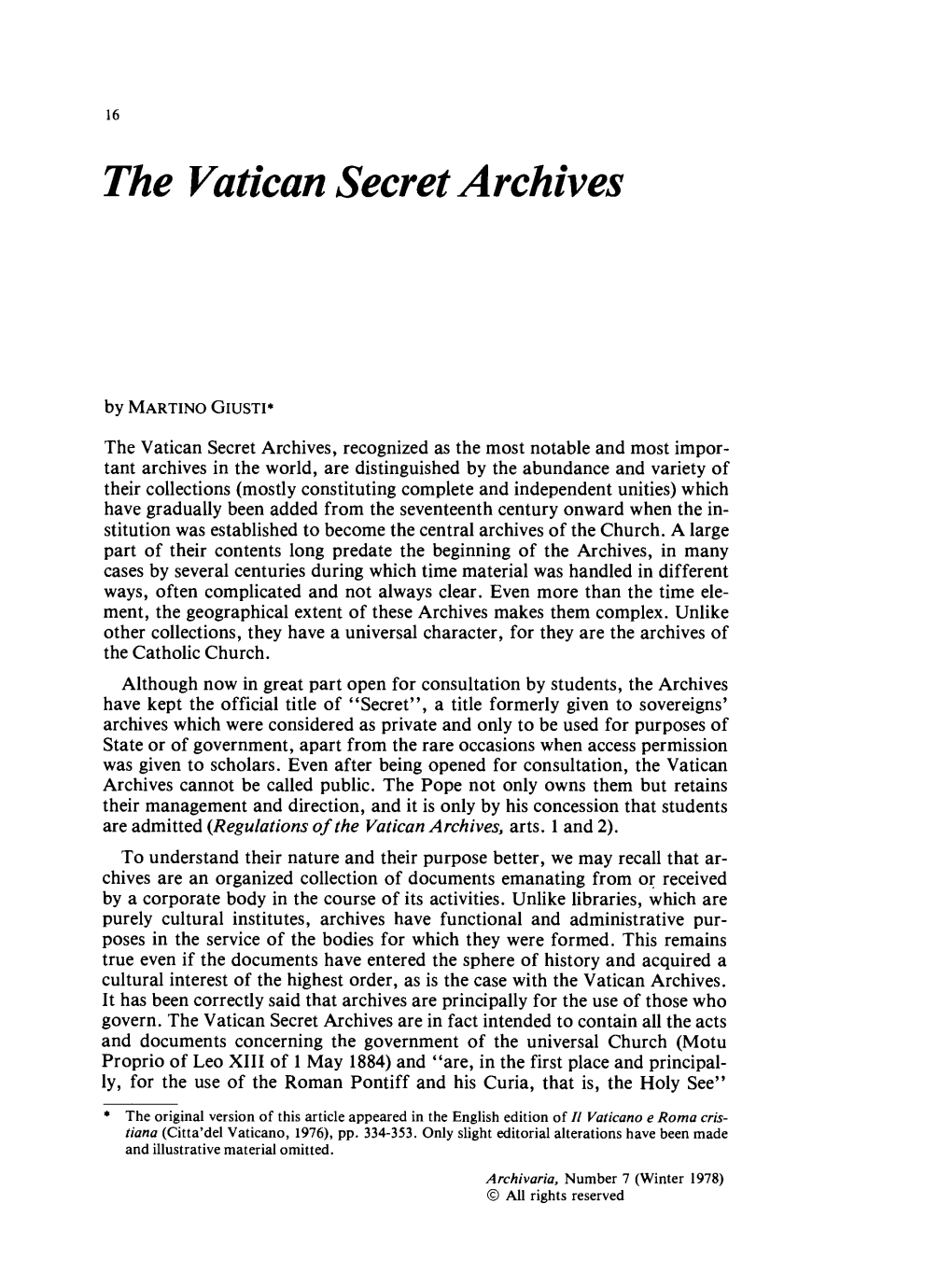 The Vatican Secret Archives