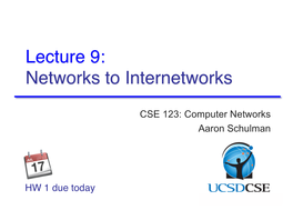 Lecture 9: Networks to Internetworks