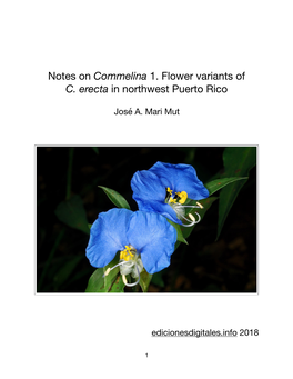 Notes on Commelina 1. Flower Variants of C. Erecta in Northwest Puerto Rico