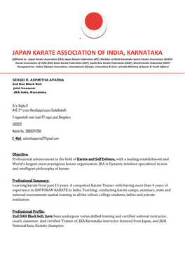 Japan Karate Association of India, Karnataka