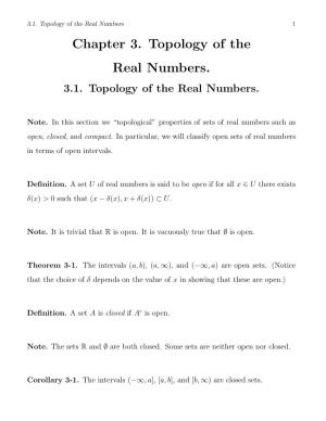 Chapter 3. Topology of the Real Numbers. 3.1
