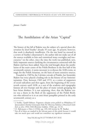 The Annihilation of the Arian “Capital”