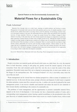 Material Flows for a Sustainable City