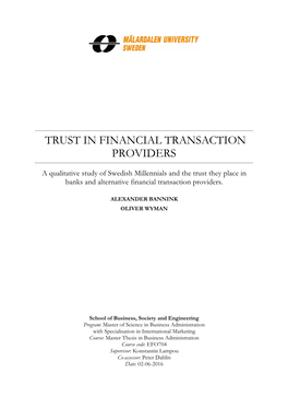 Trust in Financial Transaction Providers