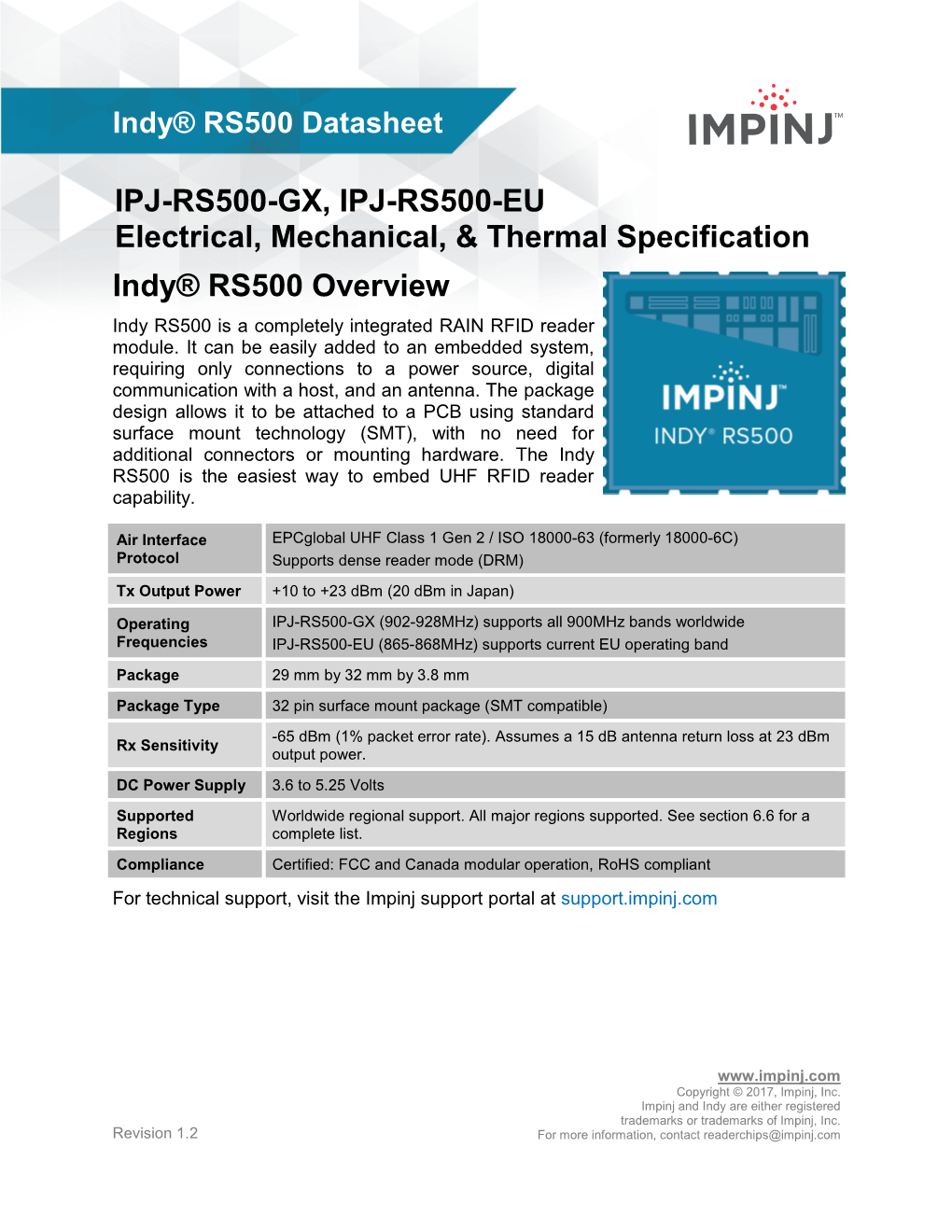 Indy RS500 Datasheet